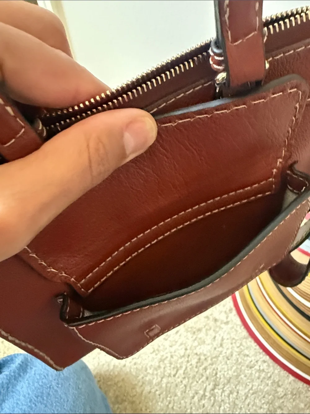 Chloe Saddle Brown Leather Wristlet Clutch
